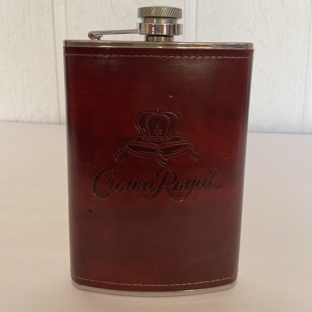 Crown Royal Leather Wrapped Flask NWOT